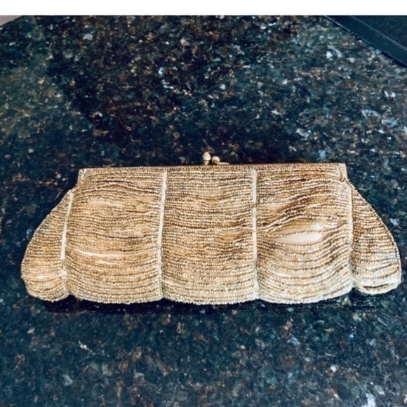 ✨✨Moya Brushed Hold Seed Beaded Evening Clutch Bag ✨ - Picture 10 of 10